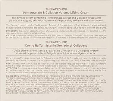 The Face Shop Pomegranate & Collagen Face Cream With 10% Marine Collagen & Pomegranate Extracts | Day & Night Cream to smooth wrinkles & give intense moisturization | Suitable For All Skin Types, 100Ml